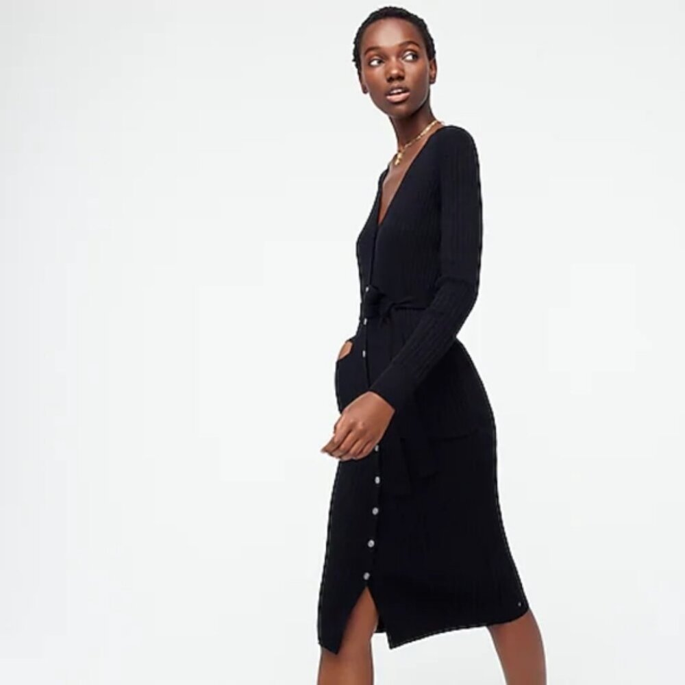NWT J. Crew Ribbed  V-Neck Cardigan Dress Small - Picture 3 of 7
